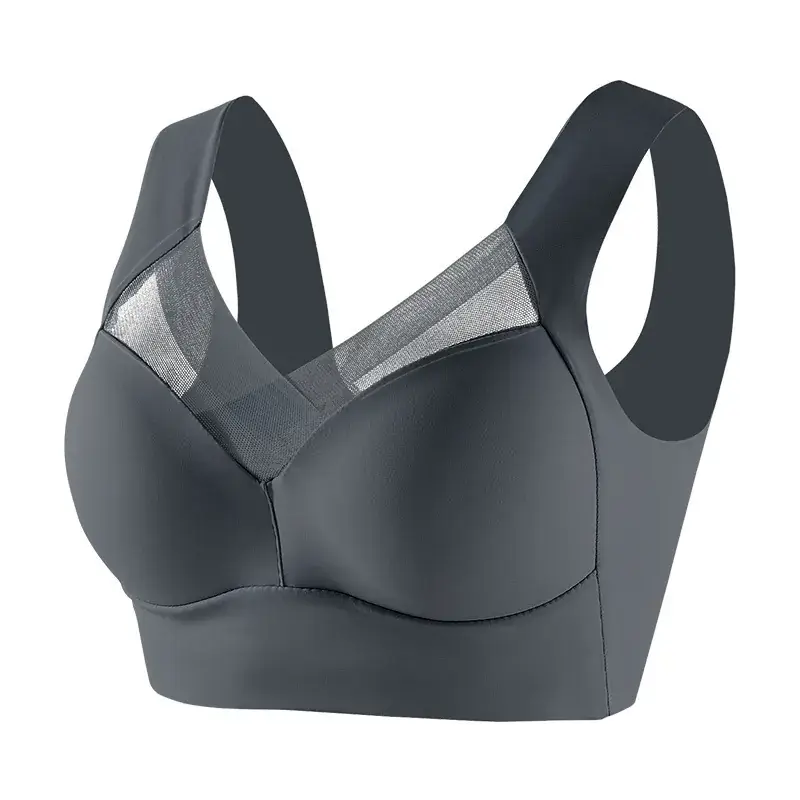 Cross-border plus size seamless sports bra beige - Image 4