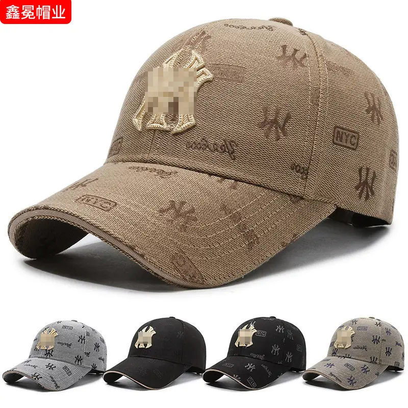Men's Black Embroidered Baseball Cap with Gold Logo