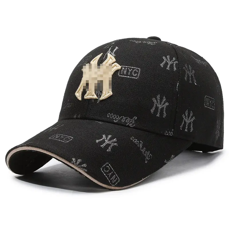 Men's Black Embroidered Baseball Cap with Gold Logo