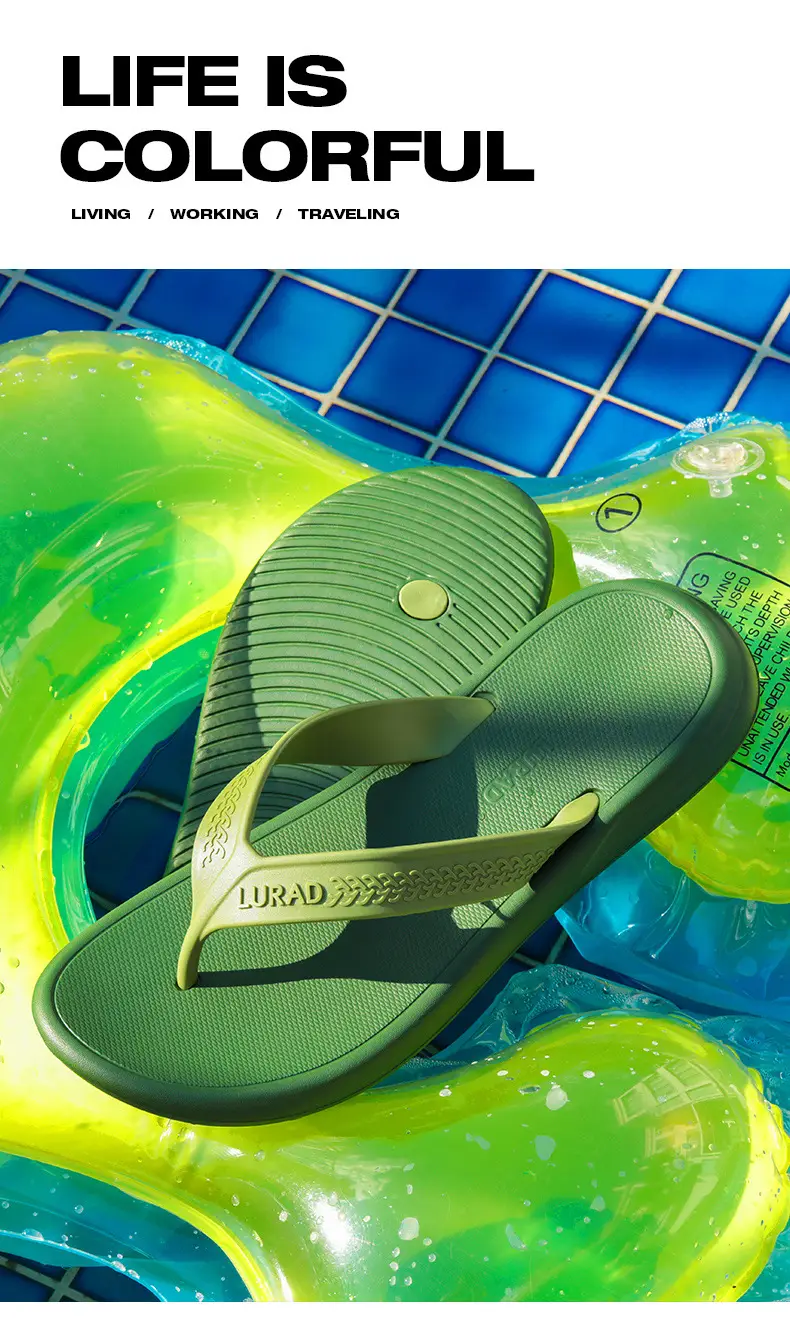 Lurad Comfort Anti-Slip Green Flip Flops for Men — feature 1