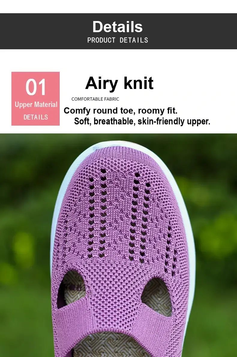 Close-up of the perforated purple knit upper and front opening