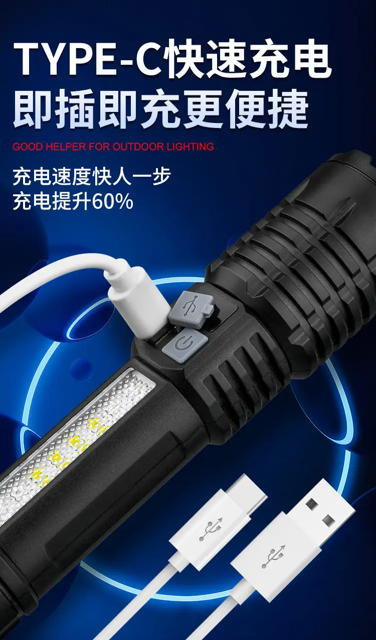 Rechargeable LED Flashlight with Cob Warning Probe — feature 14