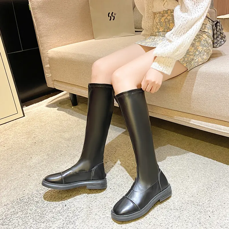 Women Fleece-Lined Over-the-Knee Boots Black High Heel Winter - Image 4