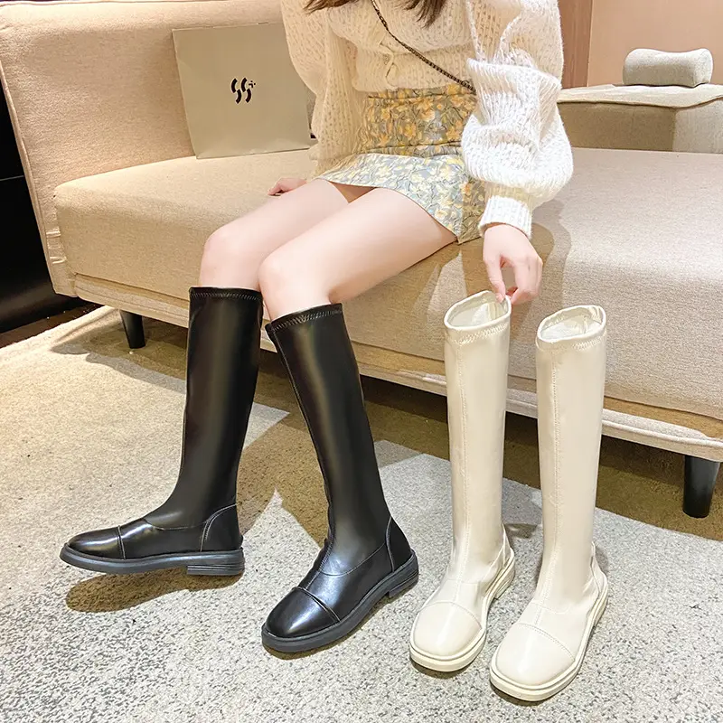 Women Fleece-Lined Over-the-Knee Boots Black High Heel Winter - Image 6