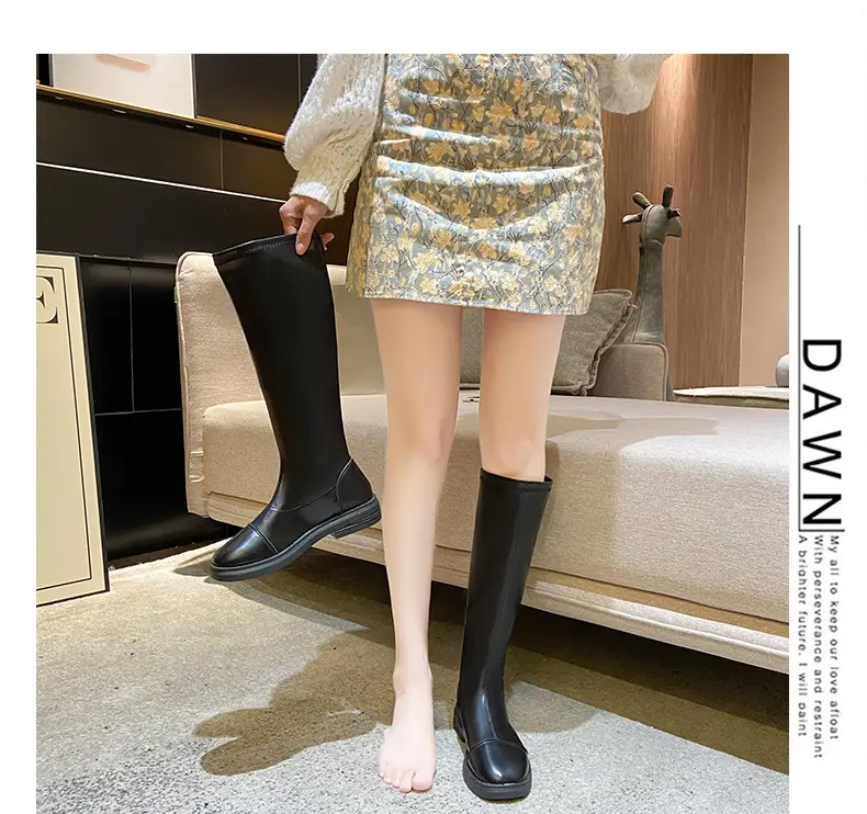 Women Fleece-Lined Over-the-Knee Boots Black High Heel Winter — feature 11