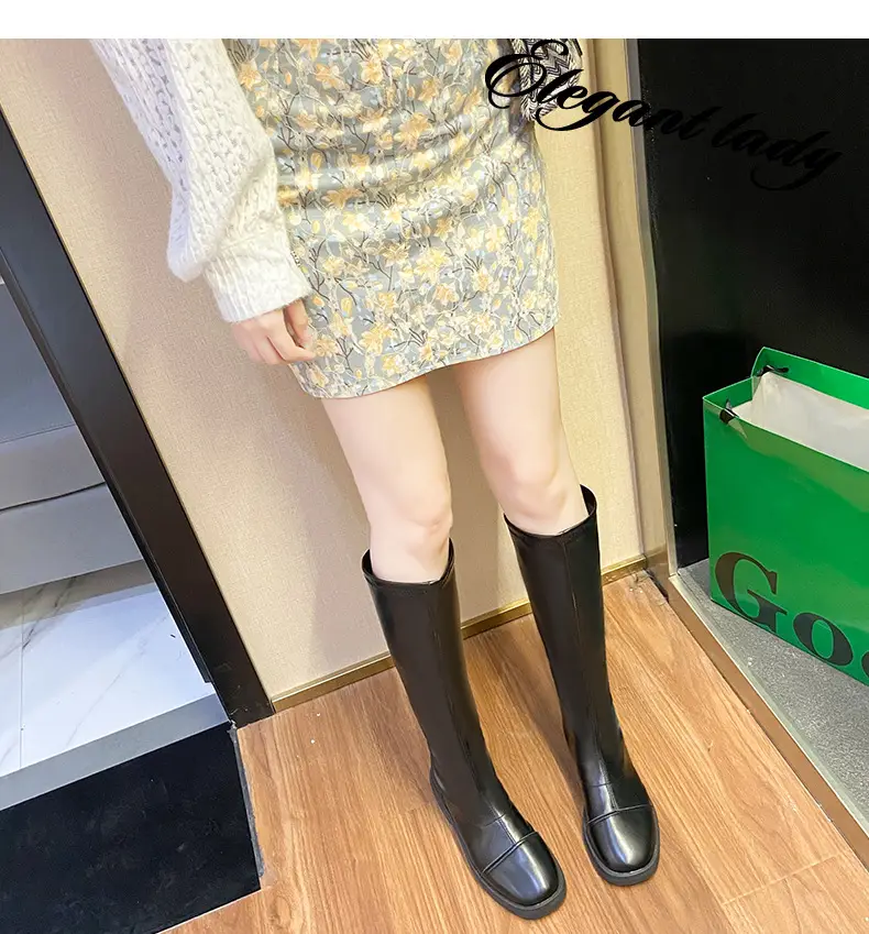 Women Fleece-Lined Over-the-Knee Boots Black High Heel Winter — feature 15