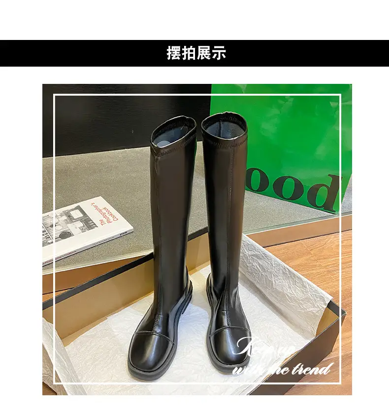 Women Fleece-Lined Over-the-Knee Boots Black High Heel Winter — feature 16