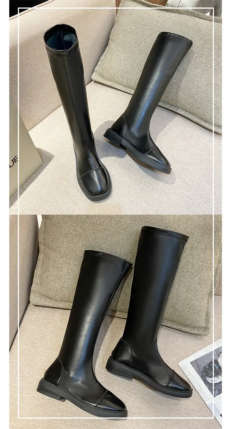 Women Fleece-Lined Over-the-Knee Boots Black High Heel Winter — feature 17