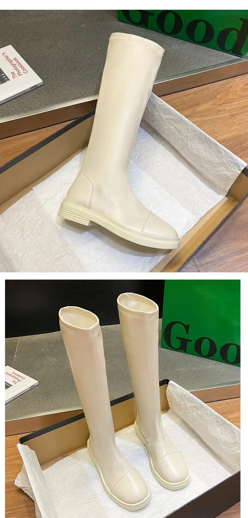 Women Fleece-Lined Over-the-Knee Boots Black High Heel Winter — feature 18