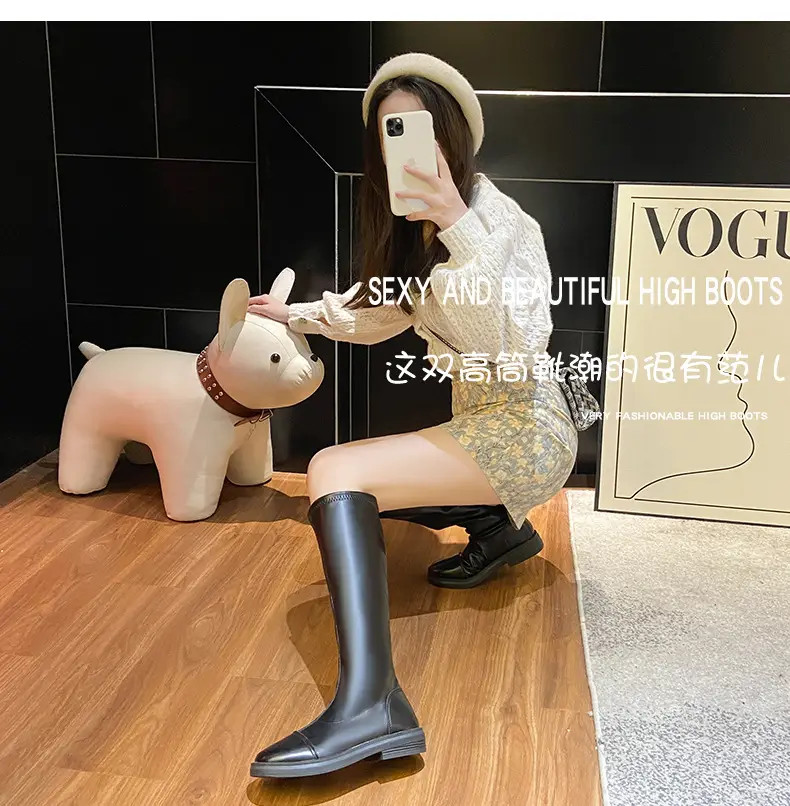 Women Fleece-Lined Over-the-Knee Boots Black High Heel Winter — feature 5