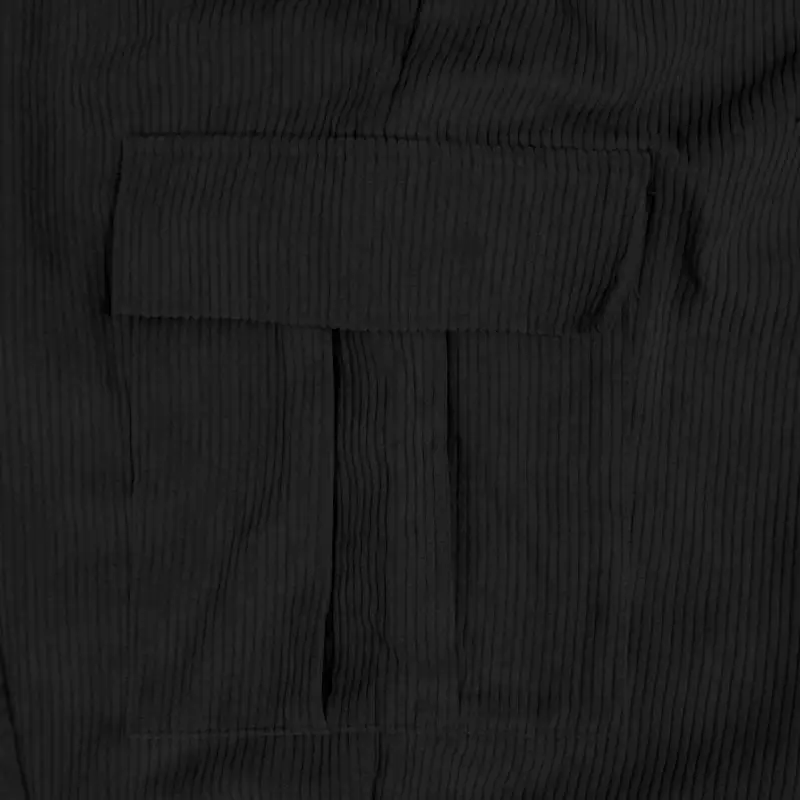 Men's Black Corduroy Trousers Autumn Winter Wide Leg Multi Pocket — feature 42