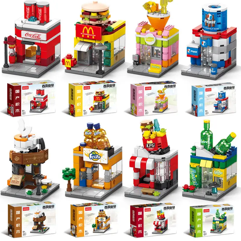 Assembled Puzzle Kindergarten Children's Gift Boys' and Girls' Building Blocks Compatible with Lego 6-12 Years Old Street View Building Blocks Toys