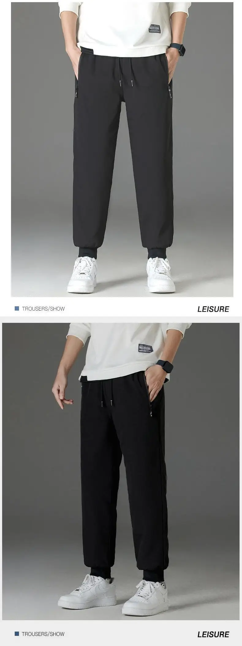 Winter Windproof Fleece Knee Pants Black Beige — feature 14