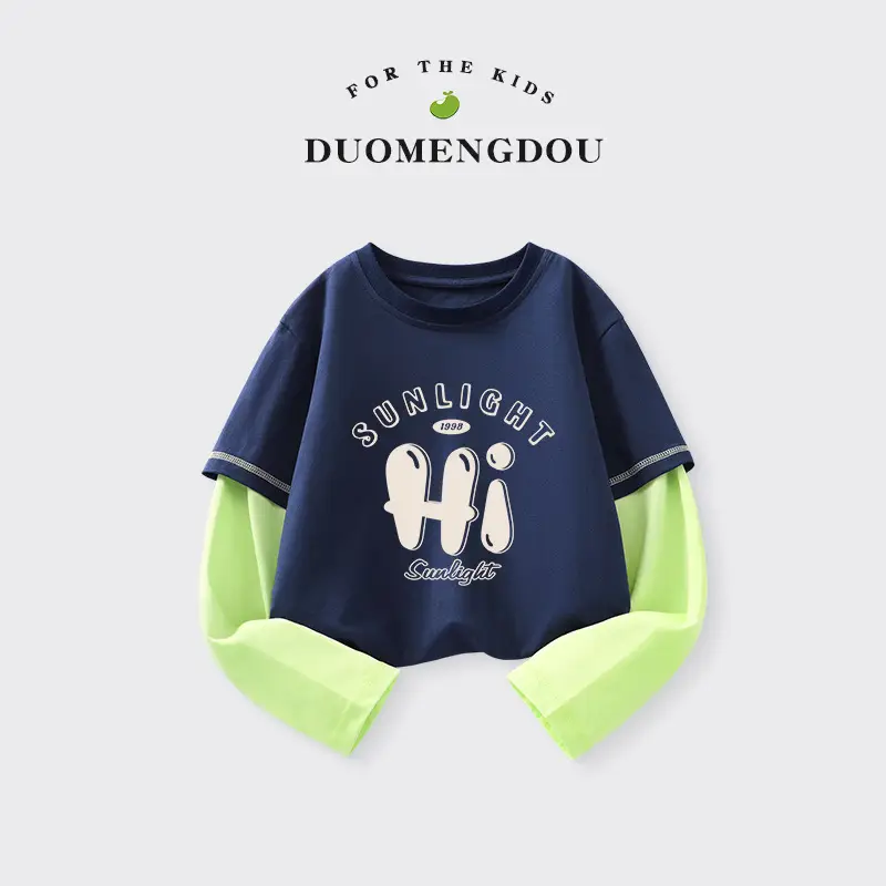 Boys' Blue Monster T-Shirt Long Sleeve Cartoon Kids