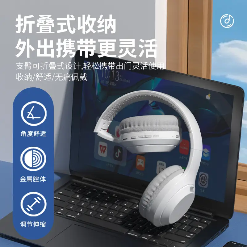 White Wireless Bluetooth Headphones with Long Battery Life - Image 8