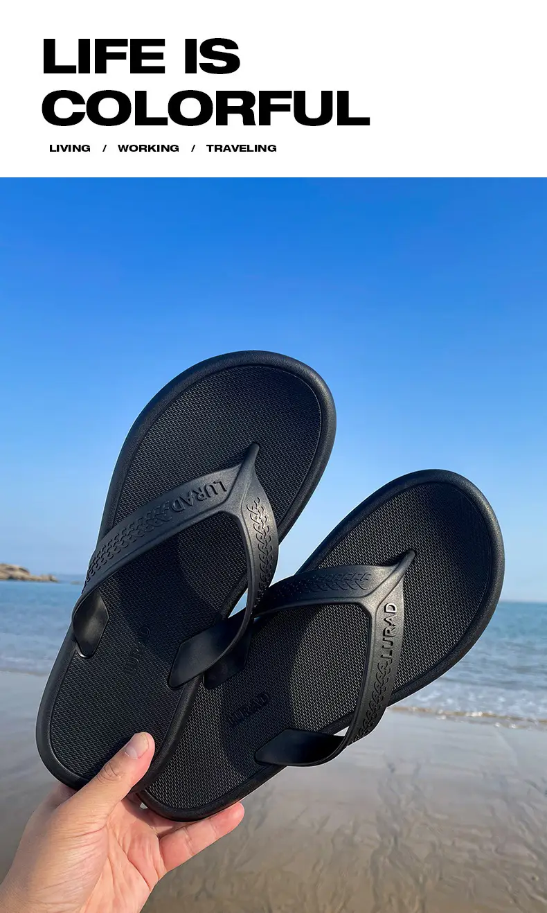 Thick bottom shit feeling beach clip feet non-slip wear-resistant sandals and slippers 2024 new summer flip-flops men's high-end feeling — feature 1