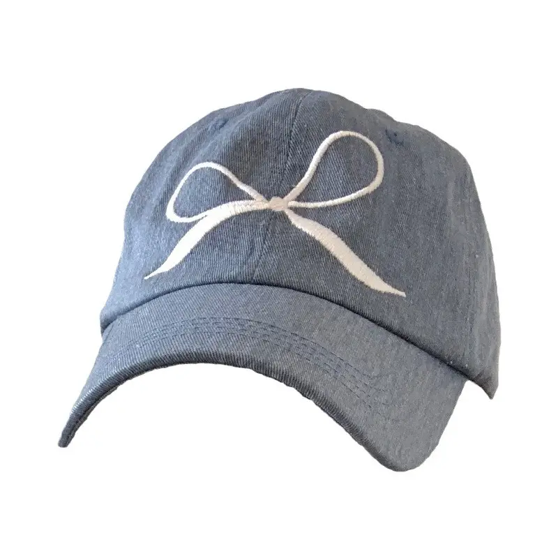 Women Bow Embroidered Baseball Cap Large Head - Image 6