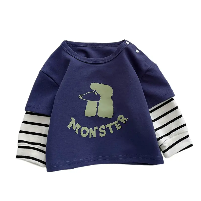 Boys Navy Monster Spliced Long Sleeve T-Shirt 2025 - Image 8