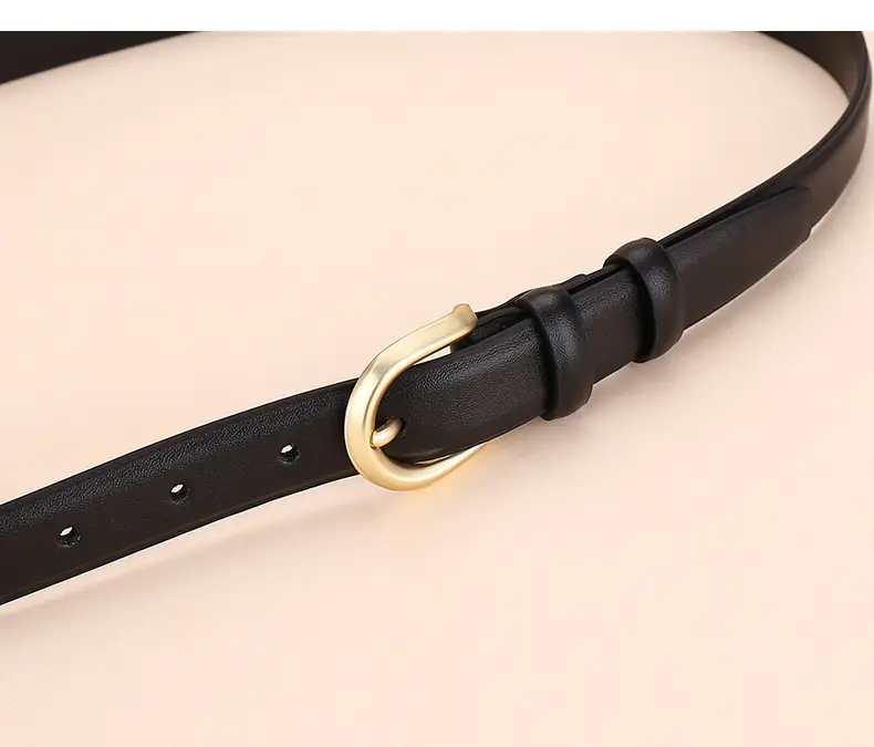 Women's Leather Belt Brown Gold Buckle 100cm — feature 10