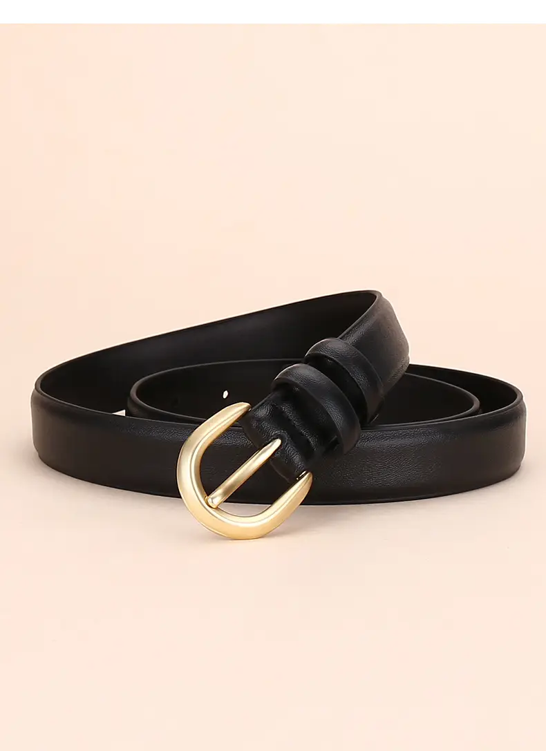 Women's Leather Belt Brown Gold Buckle 100cm — feature 14