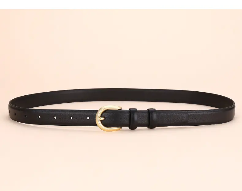 Women's Leather Belt Brown Gold Buckle 100cm — feature 15