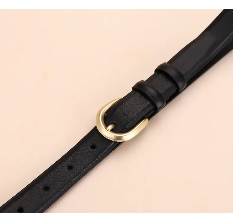 Women's Leather Belt Brown Gold Buckle 100cm — feature 16