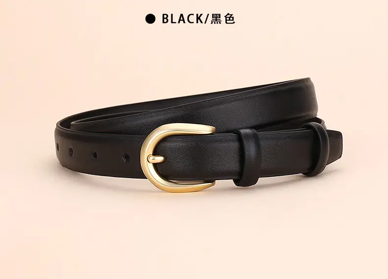 Women's Leather Belt Brown Gold Buckle 100cm — feature 20