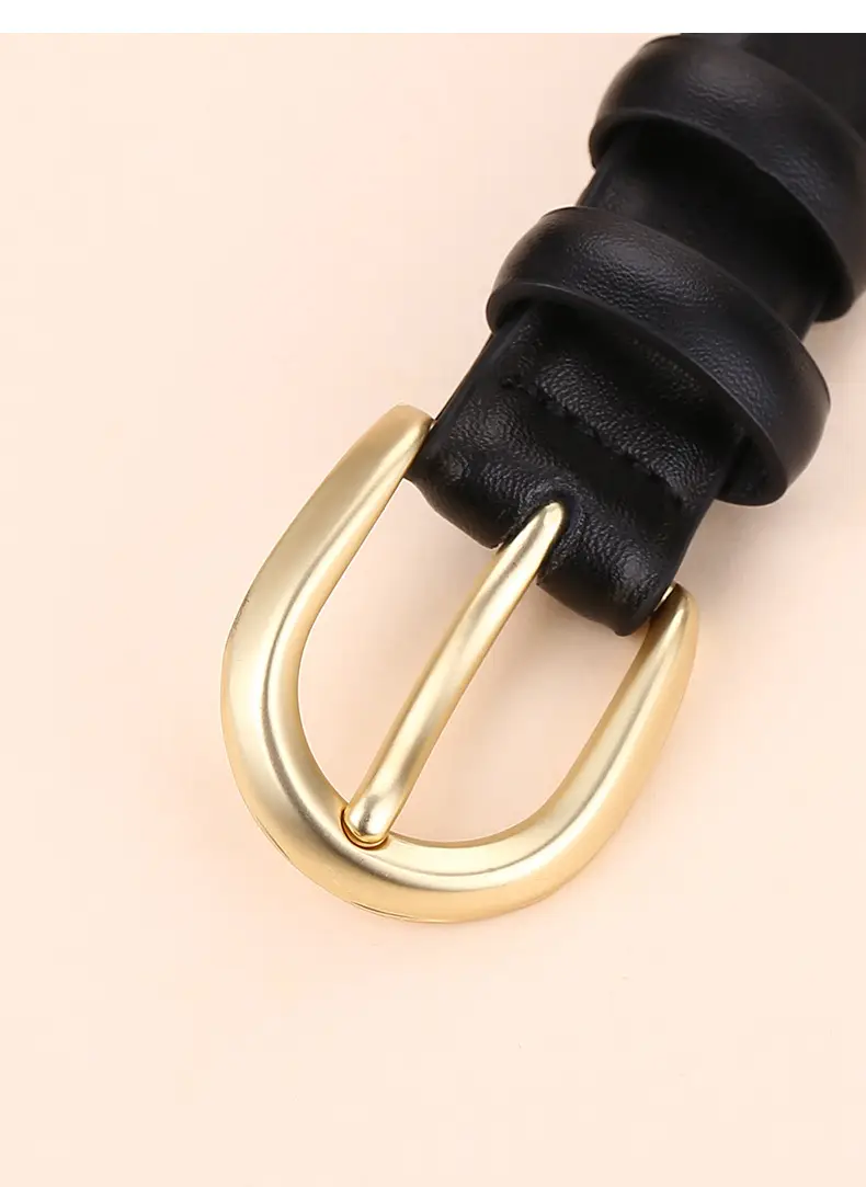 Women's Leather Belt Brown Gold Buckle 100cm — feature 26
