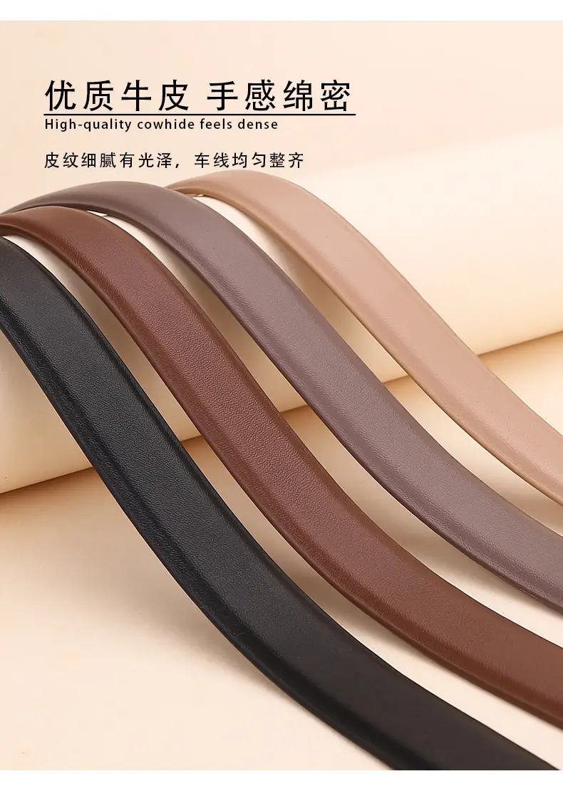 Women's Leather Belt Brown Gold Buckle 100cm — feature 9
