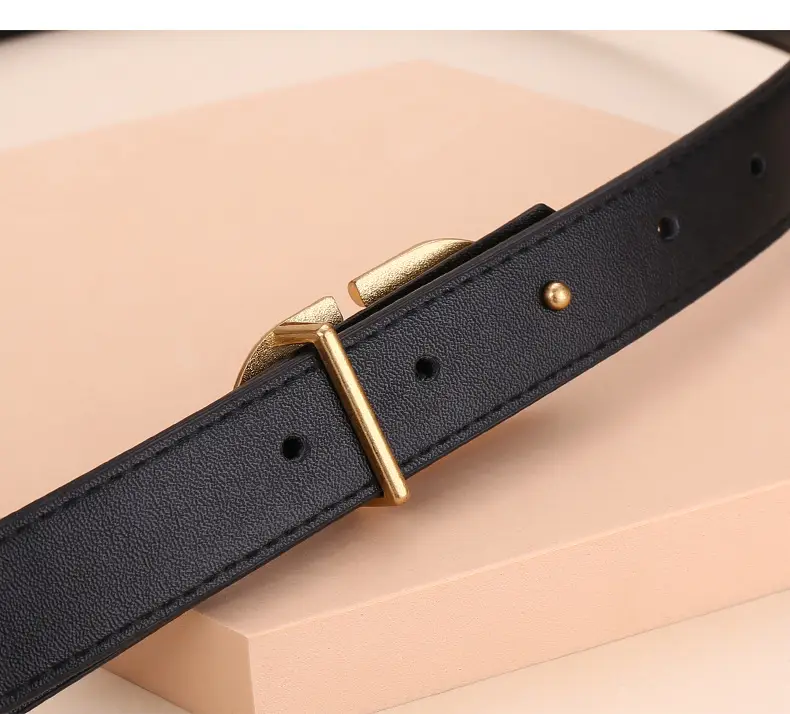 Women's Light Grey V-Neck Belt with Silver Buckle — feature 17