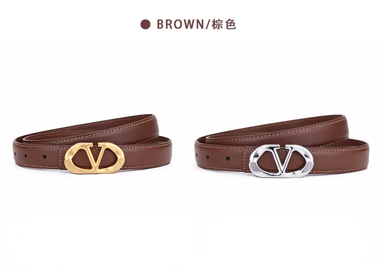 Women's Light Grey V-Neck Belt with Silver Buckle — feature 21