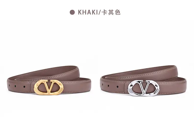 Women's Light Grey V-Neck Belt with Silver Buckle — feature 22