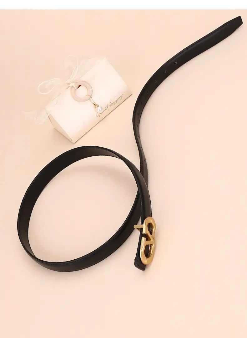 Women's Light Grey V-Neck Belt with Silver Buckle — feature 26