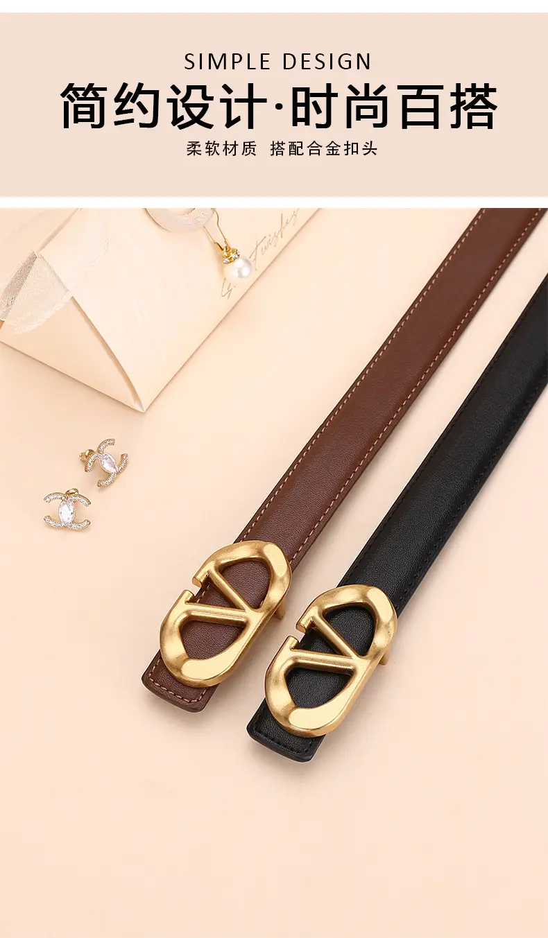 Women's Light Grey V-Neck Belt with Silver Buckle — feature 3