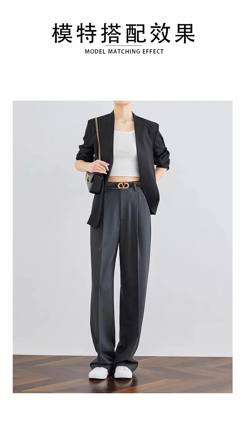 Women's Light Grey V-Neck Belt with Silver Buckle — feature 5
