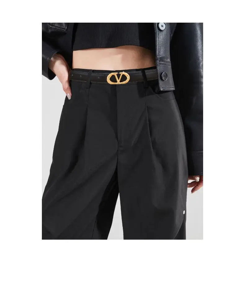 Women's Light Grey V-Neck Belt with Silver Buckle — feature 6