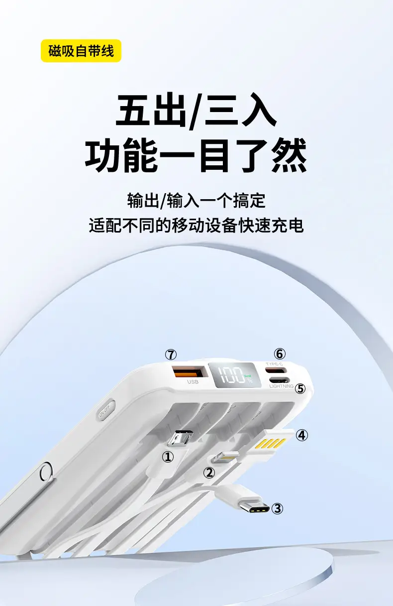 Magsafe15W Magnetic Wireless Charging Treasure 10000 mA Self-belt Portable Large Capacity Mobile Power Supply — feature 13