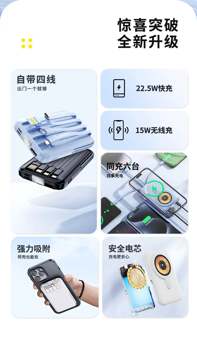 Magsafe15W Magnetic Wireless Charging Treasure 10000 mA Self-belt Portable Large Capacity Mobile Power Supply — feature 6