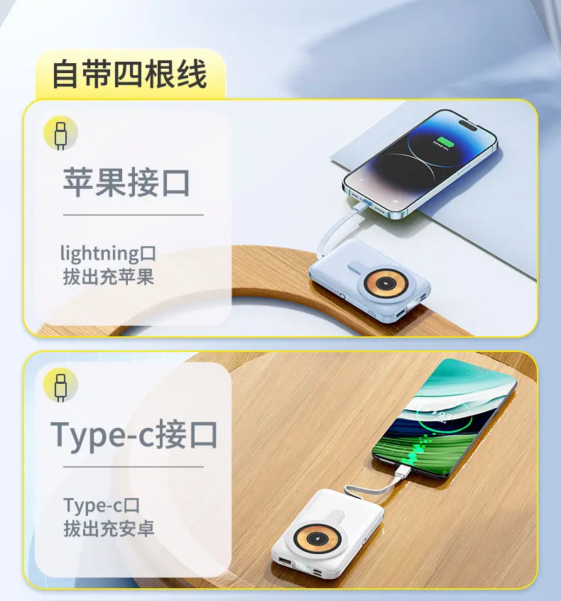 Magsafe15W Magnetic Wireless Charging Treasure 10000 mA Self-belt Portable Large Capacity Mobile Power Supply — feature 9