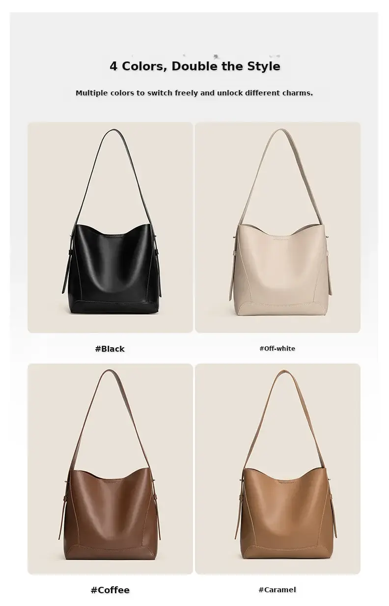 Retro Large Capacity Bucket Bag Brown Commuter Bag — feature 4