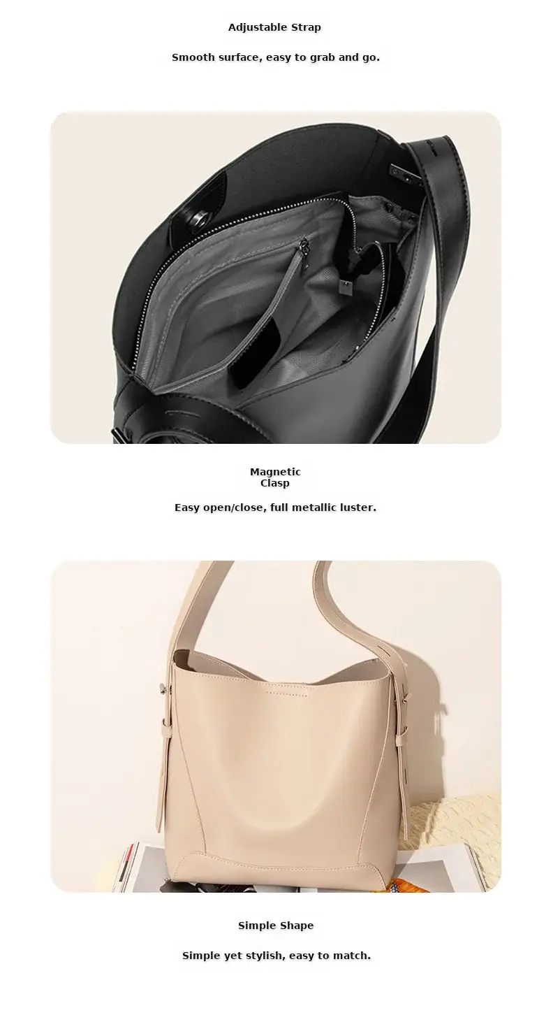 Retro Large Capacity Bucket Bag Brown Commuter Bag — feature 7
