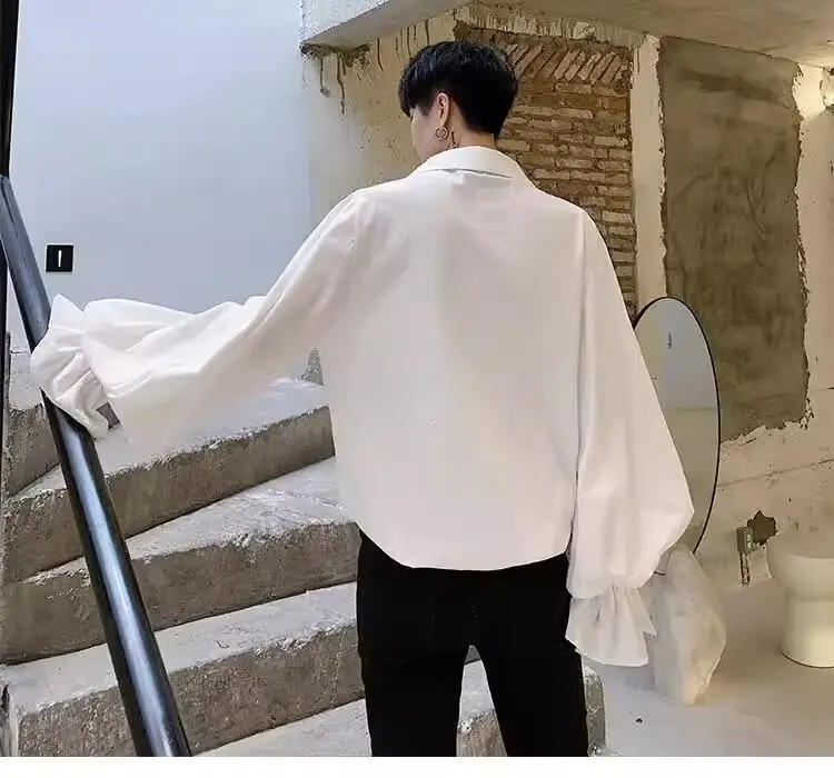 White Ruffled Drawstring Long Sleeve Shirt — feature 14