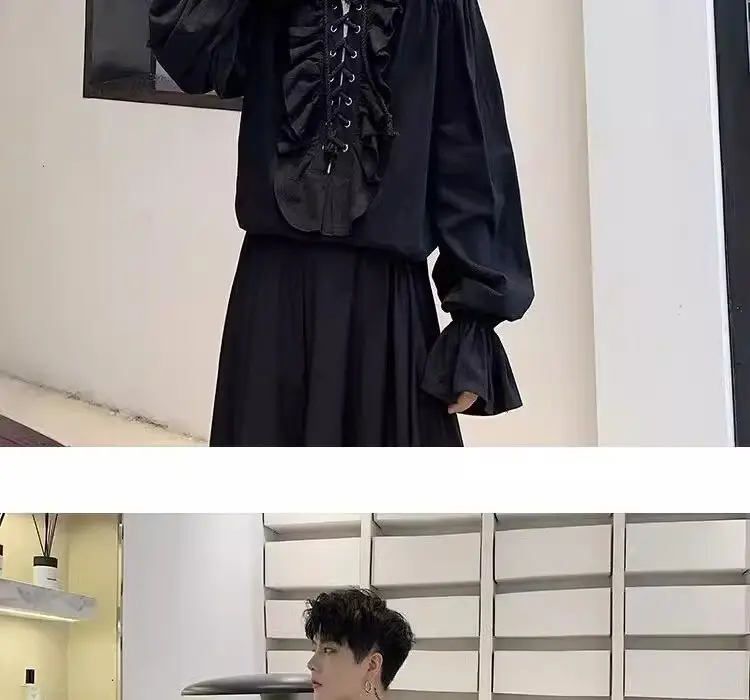 White Ruffled Drawstring Long Sleeve Shirt — feature 20