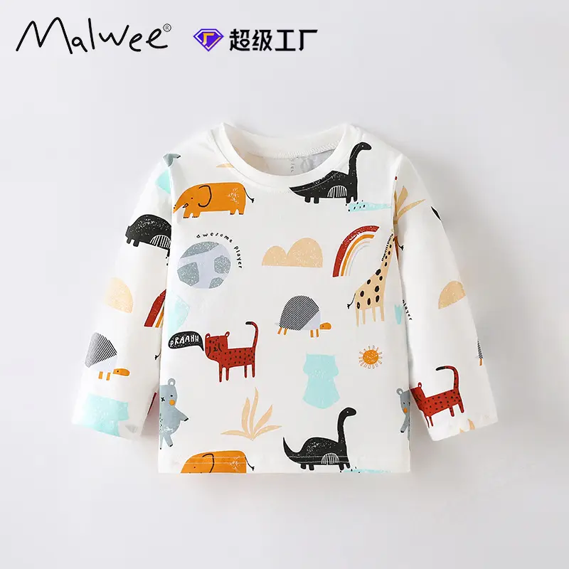 Malwee Boys Long Sleeve T-Shirt Elephant Print White - Image 5
