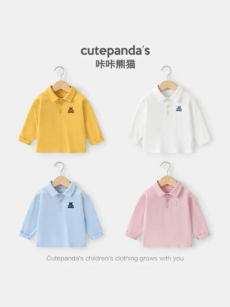 Kaka Panda Boys Cotton Polo Shirt Long Sleeve Spring Outfit - Image 6