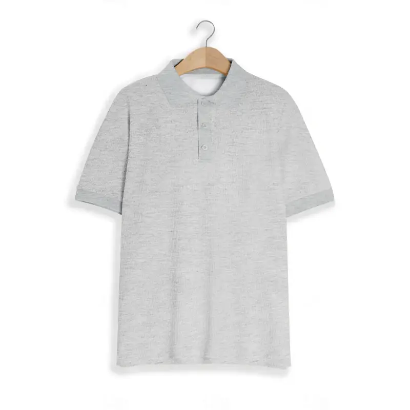 Men's Red Waffle Knit Polo Shirt Button Collar — feature 17
