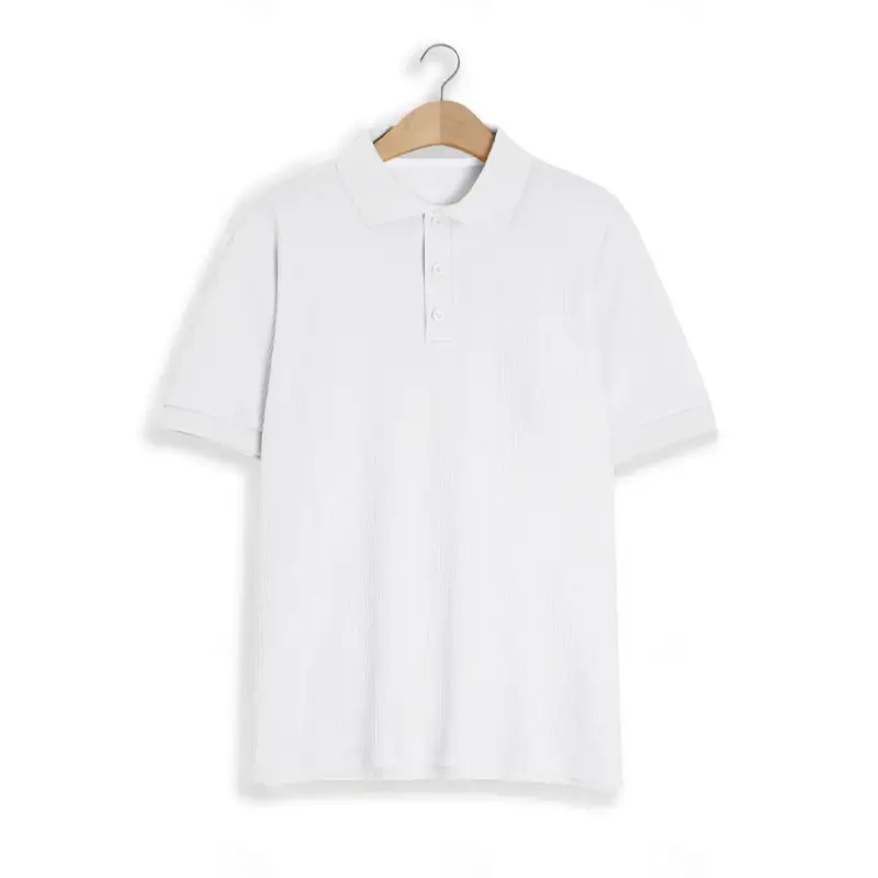 Men's Red Waffle Knit Polo Shirt Button Collar — feature 33