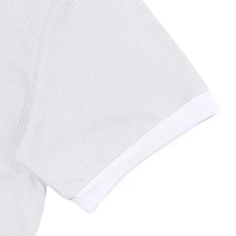 Men's Red Waffle Knit Polo Shirt Button Collar — feature 36