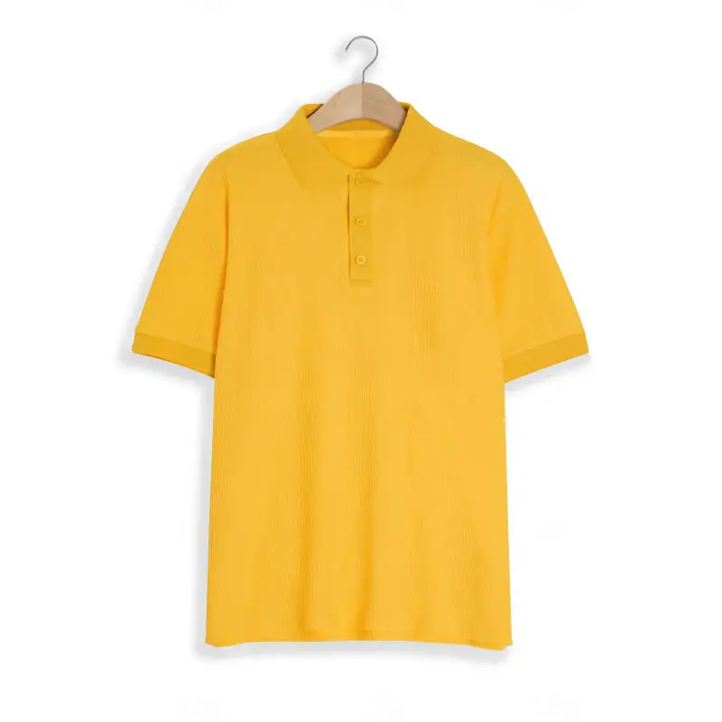 Men's Red Waffle Knit Polo Shirt Button Collar — feature 7