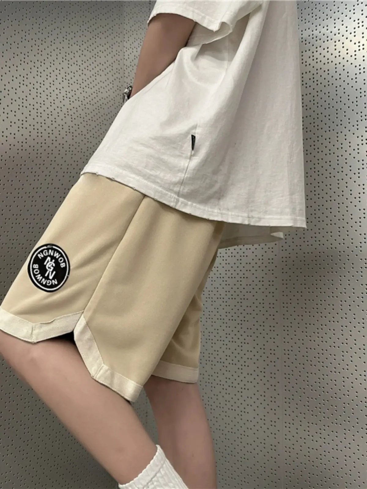 American Hip Hop Basketball Shorts Men Maroon Plus Size - Image 4